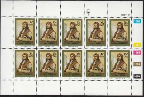 SWA 1988: 500th ANNIVERSARY OF DISCOVERY OF CAPE FULL SET OF FULL SHEETS OF 10 MNH (SACC 502-505)