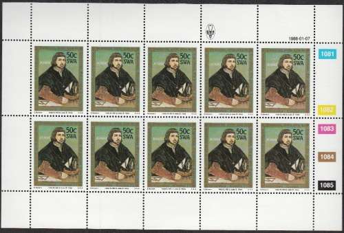 SWA 1988: 500th ANNIVERSARY OF DISCOVERY OF CAPE FULL SET OF FULL SHEETS OF 10 MNH (SACC 502-505)