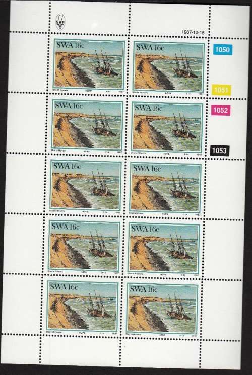 SWA 1987: SHIPWRECKS PART SET OF FULL SHEETS OF 10 MNH (SACC 498-500)