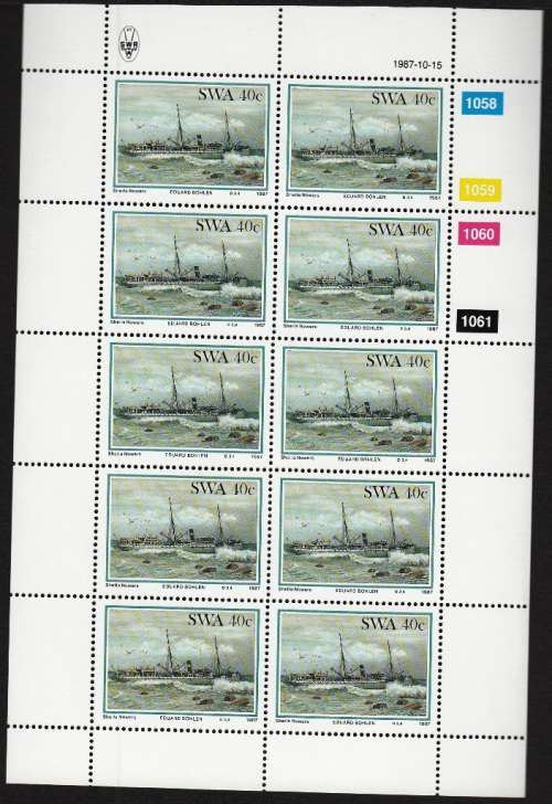 SWA 1987: SHIPWRECKS PART SET OF FULL SHEETS OF 10 MNH (SACC 498-500)