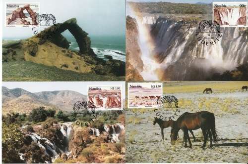 NAMIBIA POSTCARDS 1996: TOURISM IN NAMIBIA - SET OF 4 - UNUSED CTO