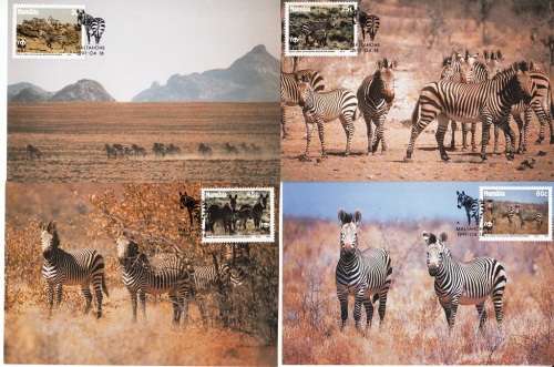 NAMIBIA 1991: POSTCARDS#5-8  MOUNTAIN ZEBRA - SET OF 4 - UNUSED CTO