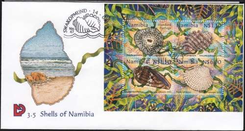 NAMIBIA 1998: FDC 3.5 - SHELLS OF NAMIBIA - MINISHEET