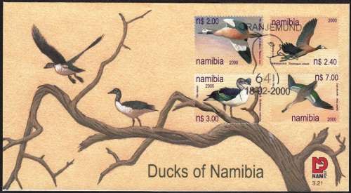 NAMIBIA 2000: OFFICIAL FDC 3.21 DUCKS OF NAMIBIA - UNADDRESSED
