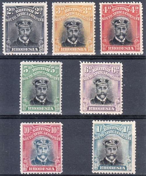 BSAC Admirals 1913/22: SACC 256, 259, 261, 263, 266, 269/70 Perf 14 and Die III vals 2d -1/- MLH