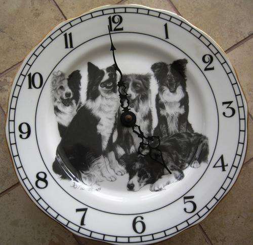 Porcelain Wall Clock featuring Border Collies