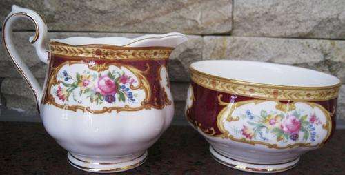 Royal Albert Porcelain: LADY HAMILTON SUGAR BOWL & MILK JUG