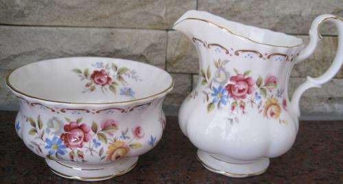 Royal Albert Porcelain: "JUBILEE ROSE" SUGAR BOWL & MILK JUG