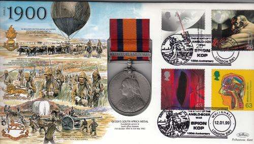 Anglo Boer War Medal & Commemoration Envelope on the Anniversary of Spioenkop