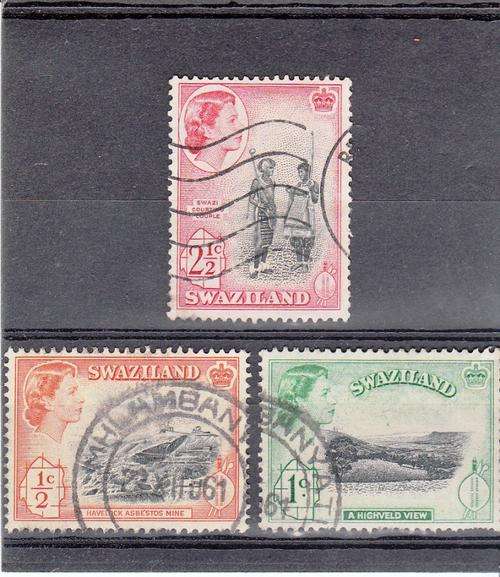 SWAZILAND: DEFINITIVE ISSUE 1961 RANDS & CENTS: 3 STAMPS USED