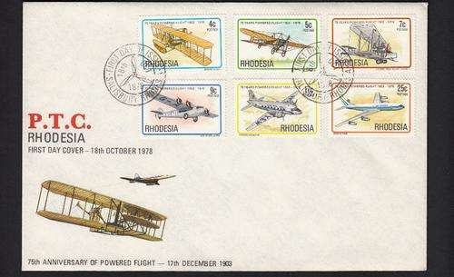 Rhodesia FDC: 75th ANNIVERSARY OF POWERED FLIGHT 1978