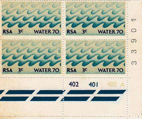 RSA 1970: WATER CAMPAIGN: CONTROL BLOCK OF 4 x 3c