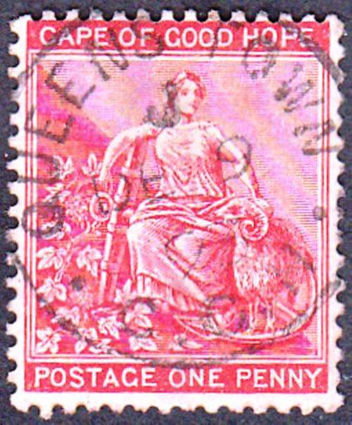 CAPE OF GOOD HOPE  "ONE PENNY" USED: QUEENS TOWN 1893 CANCEL