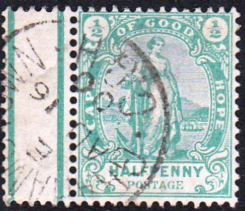 CAPE OF GOOD HOPE  "HALF PENNY" USED: GRAHAMS TOWN 16-8-1900 CANCEL (SACC53)