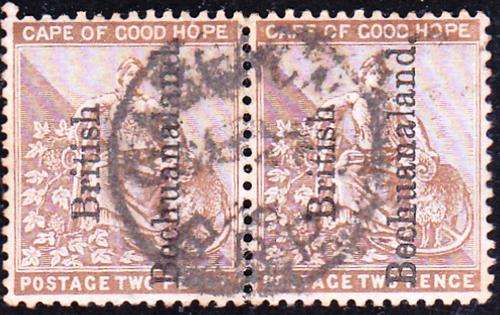 BRITISH BECHUANALAND: PAIR 1891 OVERPRINT ON 2d COGH - READING UPWARDS USED