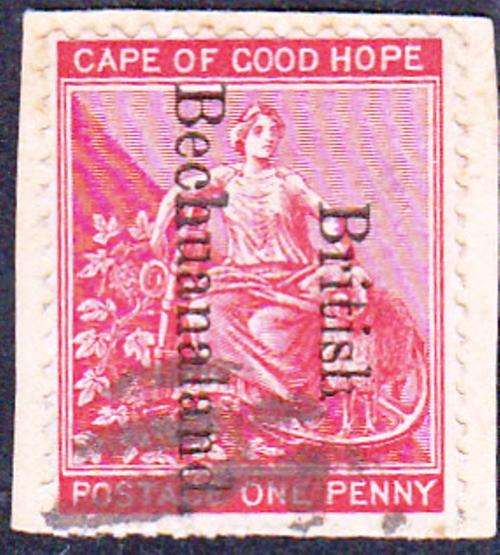 BRITISH BECHUANALAND: 1891 OVERPRINT ON 1d COGH - READING DOWNWARDS USED ON PAPER SACC31