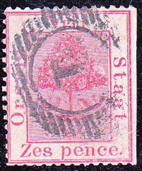 ORANJE VRIJ STAAT 1868:   ZES PENCE USED  SACC3 (BEAUTIFUL OLD CANCEL)