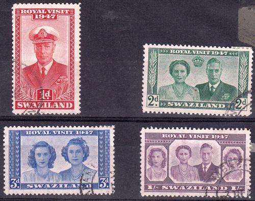 SWAZILAND 1947: ROYAL VISIT: SET OF FOUR STAMPS USED