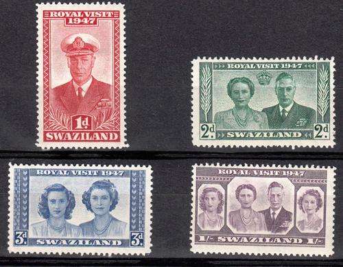 SWAZILAND 1947: ROYAL VISIT: SET OF FOUR STAMPS MNH