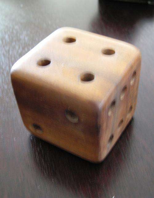 DICE LIKE WOODEN PENCIL HOLDER: MADE FROM STINKWOOD IN KNYSNA