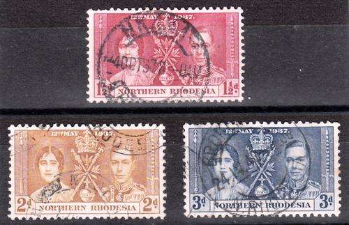 NORTHERN RHODESIA 1937: KGVI CORONATION SET USED