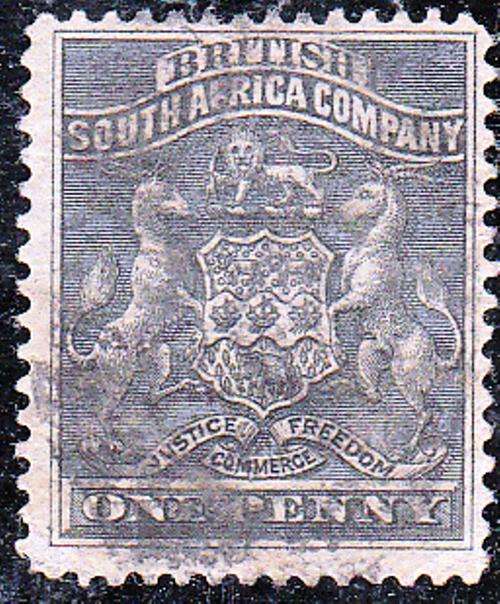 BRITISH SOUTH AFRICAN COMPANY 1892: DEFINITIVE ISSUE 1 PENNY USED (SACC1)