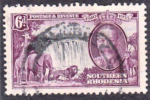 SOUTHERN RHODESIA 1935 KGV SILVER JUBILEE 6d USED (SACC 35)