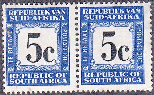 UNION OF SOUTH AFRICA 1961: 5c PAIR POSTAGE DUE STAMPS  MNH (SACC53)