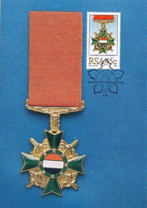 RSA POSTCARD 1984: 45c MILITARY DECORATION MEDAL: HONORIS CRUX UNUSED