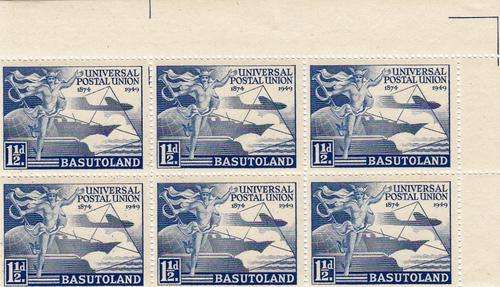 BASUTHOLAND 1949: 75th ANNIVERSARY OF UPU: 1 1.2d CORNER BLOCK OF 6 MNH (SACC38)