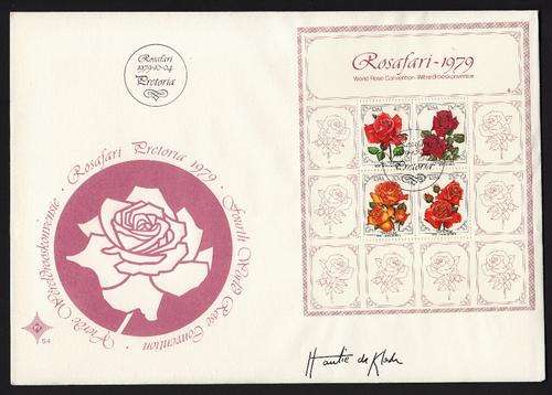 RSA 1979: OFFICIAL FDC S4 - ROSAFARI: SIGNED BY THE DISIGNER HANTIE DE KLERK
