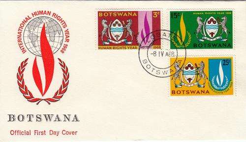 BOTSWANA OFFICIAL FDC 1968: INTERNATIONAL HUMAN RIGHTS DAY