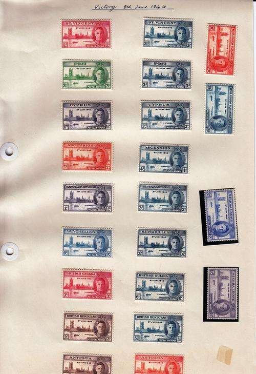 BRITISH EMPIRE: VICTORY STAMPS ISSUED BY BRITISH COLONIES 1947 HINGED (FOUR PAGES)