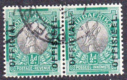 SA 1926: OFFICIAL 1/2d TYPE 1 PAIR USED  (SACC2)