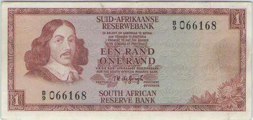 SOUTH AFRICA 1973 ONE RAND  UNC BANKNOTE (WATERMARK SPRINGBOK)