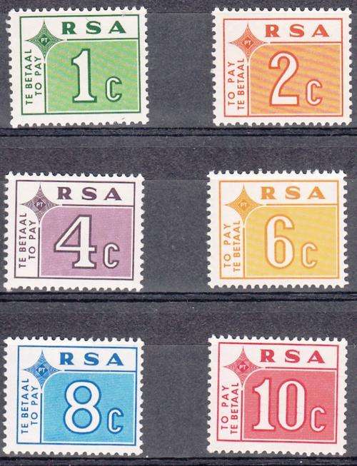 RSA 1972: POSTAGE DUE STAMPS FULL SET MNH  (SACC63-68)