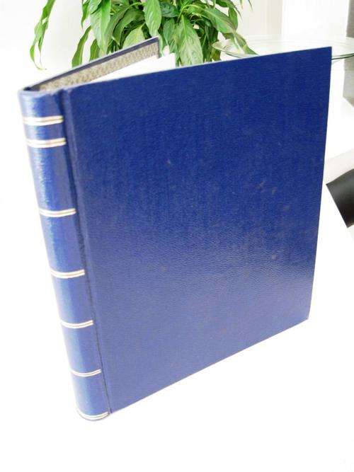 LARGE SIZE BLUE OLD STYLE STAMP ALBUM : LOTS OF EMPTY PAGES