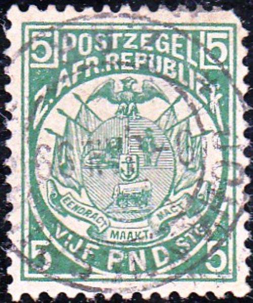 ZAR 2nd REPUBLIC 1892: 5 POUND USED (SACC190)