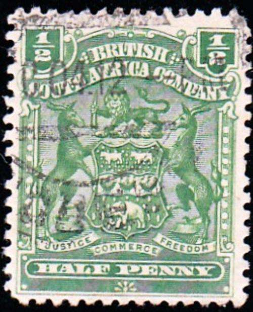 BRITISH SOUTH AFRICA COMPANY 1898: DEFINITIVE ISSUE HALF PENNY USED (SACC67)