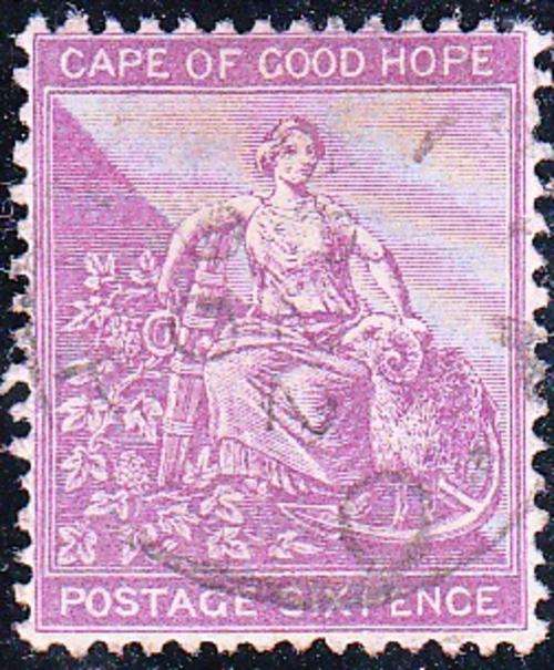 CAPE OF GOOD HOPE 1884: HOPE SITTING SIX PENCE USED (SACC47)