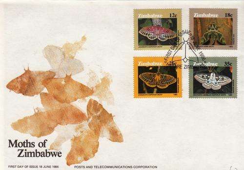 ZIMBABWE FDC 1986: MOTHS OF ZIMBABWE - UNADDRESSED - HARARE CDX