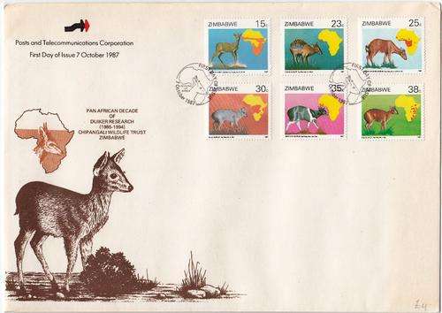 ZIMBABWE FDC 1987: PAN AFRICAN DECADE OF DUIKER RESEARCH - UNADDRESSED