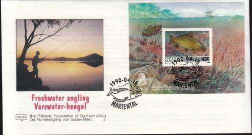 NAMIBIA 1992: PHILATELIC FEDERATION COMM COVER FED 7 (MINISHEET) FRESHWATER ANGLING