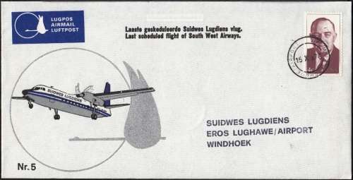SWA 1978 OFFICIAL 1st FLIGHT COVER#5: LAST SCHEDULED FLIGHT OF SOUTH WEST AIRWAYS