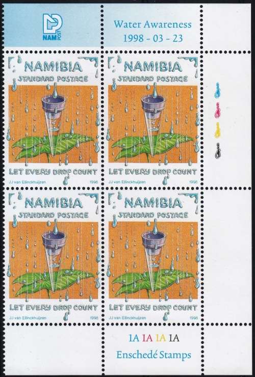 NAMIBIA 1998: WATER AWARENESS PROJECT CONTROL BLOCK OF 4  MNH (SACC 240)