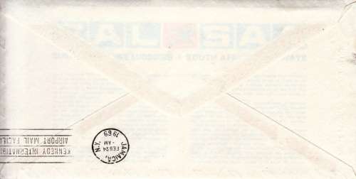 RSA 1969: OFFICIAL FDC 9 - INAUGURAL SAA FLIGHT JOHANNESBURG TO NEW YORK - UNADDRESSED  RARE