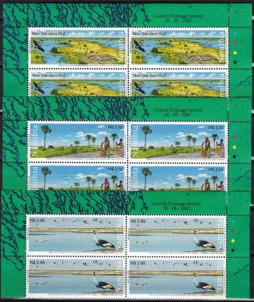 NAMIBIA 2003: CUVELAI DRAINAGE SYSTEM FULL SET BLOCKS OF 4 MNH (SACC 428-430)