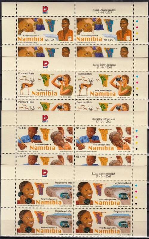 NAMIBIA 2003: RURAL DEVELOPMENT FULL SET BLOCKS OF 4 MNH (SACC 424-427)