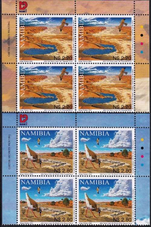 NAMIBIA 2002: EPHEMERAL RIVERS OF NAMIBIA FULL SET OF CONTROL BLOCKS/STRIPS  MNH (SACC 395-399)