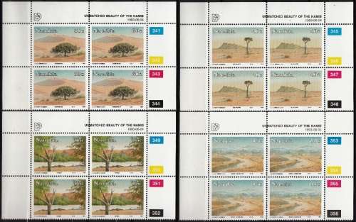 NAMIBIA 1993: UNMATCHED BEAUTY OF THE NAMIB FULL SET OF CONTROL BLOCKS OF 4 MNH (SACC 78-82)
